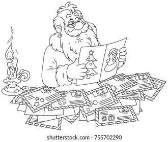 Santa Claus reading letters