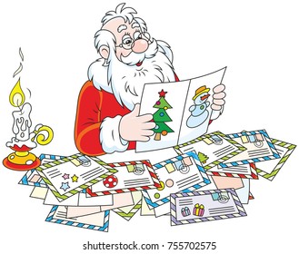 Santa Claus reading letters