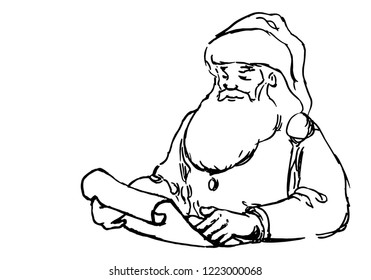Santa Claus reading letter,vector illustration
