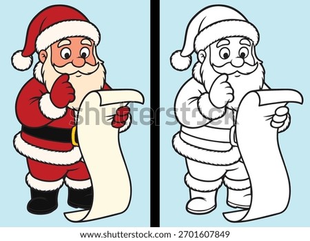 Santa claus reading a long list christmas