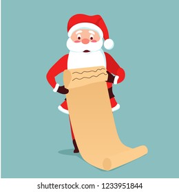 Santa Claus reading scroll, vector