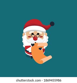 santa claus reads gift list christmas icon set