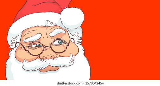 Santa Claus. Red background,  vector illustration EPS.