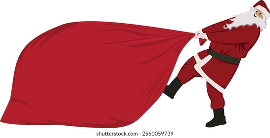 Santa claus with red bag cartoon illustration