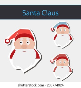Santa Claus in a red cap on a white background.