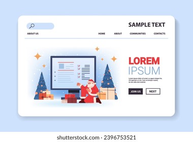 santa claus in red costume choosing resume curriculum vitae of new employees job candidates recruitment hiring happy new year merry christmas