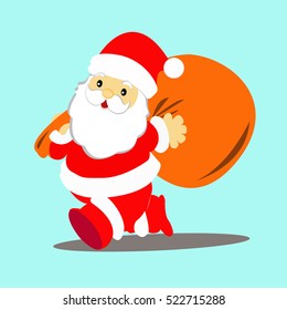 Santa Claus with red custom and bring gift bag