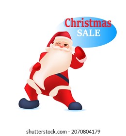 santa claus in red festive costume new year christmas holidays sale concept greeting card