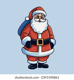 santa claus in red festive costume and hat standing full length happy new year merry christmas holidays celebration concept