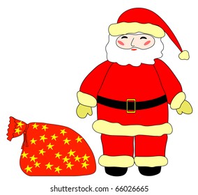 Santa Claus with red gift bag