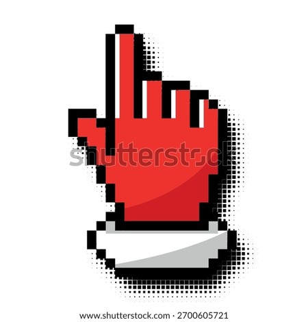 Santa Claus red hand cursor. Chrismas decoration for  web site, mobile app, invitation, greeting card. Vector on transparent background