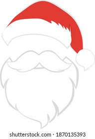 Santa claus red hat and beard vector.