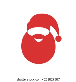 santa claus red hat beard flat icon design vector illustration