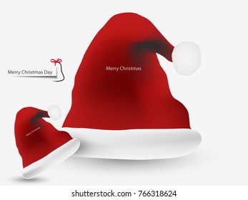 Santa Claus red hat or cap isolated on white background vector illustration...