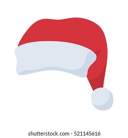 Santa Claus red hat in cartoon flat style. Santa Claus red hat isolated on white background