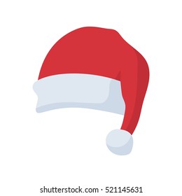 Santa Claus red hat in cartoon flat style. Santa Claus red hat isolated on white background