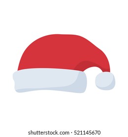 Santa Claus red hat in cartoon flat style. Santa Claus red hat isolated on white background
