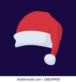 Santa Claus red hat in cartoon flat style. Santa Claus red hat isolated on background. New Year 2017