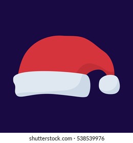 Santa Claus red hat in cartoon flat style. Santa Claus red hat isolated on background. New Year 2017