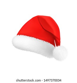 Santa Claus red hat, detail of a New Year's costume, Christmas decoration. Vector