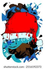 Santa Claus red Hat Graffiti tag. Abstract modern street art decoration performed in urban painting style.