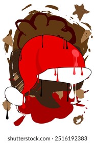 Santa Claus red Hat Graffiti tag. Abstract modern street art decoration performed in urban painting style.