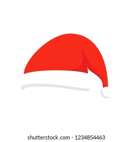 Santa Claus red hat isolated. Santa Christmas hat decoration. vector illustration in flat style. Vector illustration.