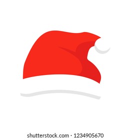 Santa Claus red hat isolated. Santa Christmas hat decoration. vector illustration in flat style. Vector illustration.