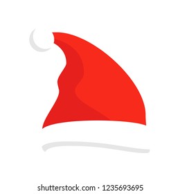 Santa Claus red hat isolated. Santa Christmas hat decoration. vector illustration in flat style. Vector illustration.