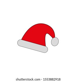 Santa Claus red hat isolated. Santa Christmas hat decoration. vector illustration in flat styl