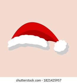 El sombrero rojo de Santa Claus aisló el sombrero rojo santa de Año Nuevo 2021. Decoración de sombreros de Navidad. ilustración vectorial en estilo plano