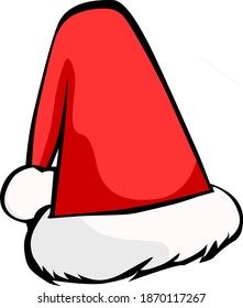 Santa Claus red hat isolated. Vector illustration in flat style.