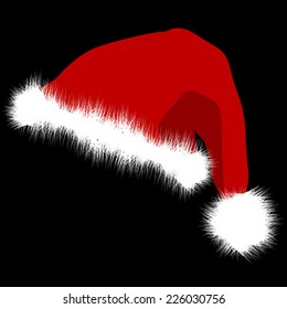 Santa Claus red hat isolated on black background