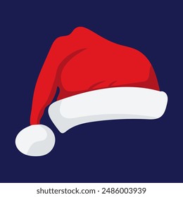 Santa Claus red hat isolated. Santa Christmas hat decoration. vector illustration in flat style