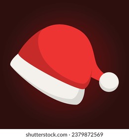 Santa Claus red hat on a dark red background. Vector illustration