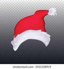 Santa Claus red hat. On a transparent background. PNG