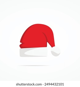 Santa Claus red hat silhouette. Santa red hat isolated on background. Santa hat. New Year 2024. Santa head hat vector