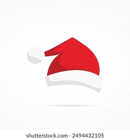 Santa Claus red hat silhouette. Santa red hat isolated on background. Santa hat. New Year 2024. Santa head hat vector