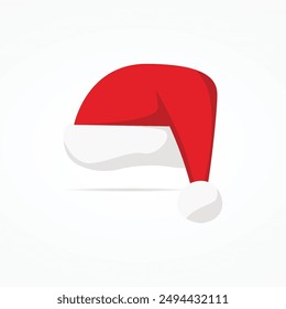 Santa Claus red hat silhouette. Santa red hat isolated on background. Santa hat. New Year 2024. Santa head hat vector