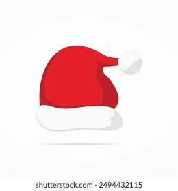 Santa Claus red hat silhouette. Santa red hat isolated on background. Santa hat. New Year 2024. Santa head hat vector