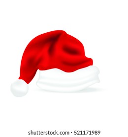 Santa Claus red hat silhouette vector illustration isolated on background. Happy New Year symbol decoration. Merry Christmas clothes holiday elements