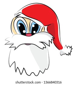 Papai Noel com vetor de chapéu vermelho ou ilustração de cor