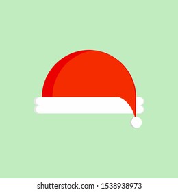 Santa claus red hat vector illustrtion in flat style. Merry christmas clothing element