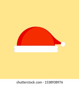Santa claus red hat vector illustrtion in flat style. Merry christmas clothing element