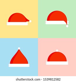 Santa claus red hat vector illustrtion in flat style. Merry christmas clothing 