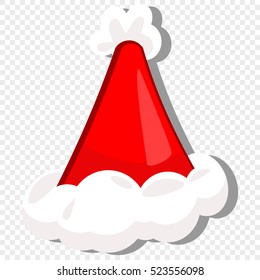 Santa Claus red hat. Vector cartoon illustration isolated on transparency