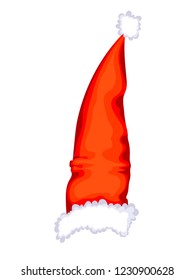Santa Claus red hat with white fur and pompom . vector illustration