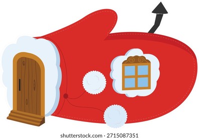 Santa Claus red hat with a window on a white background. Vector illustration
