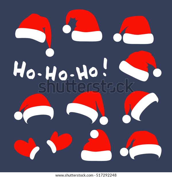 Download Santa Claus Red Hats Mittens Lettering Stock Vector ...