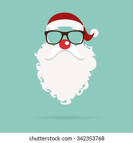Santa Claus red nose mask in flat design. Vector Illustration